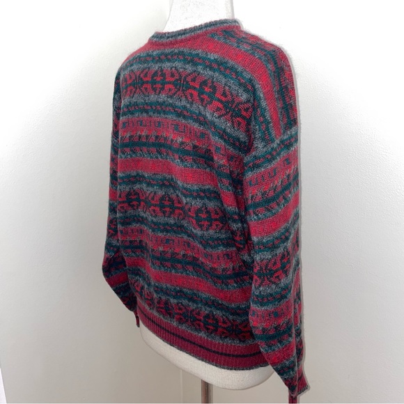 Vintage Pulligan Mohair Blend Red/Gray Southwestern Ugly Grandpa Sweater Large - Picture 4 of 10